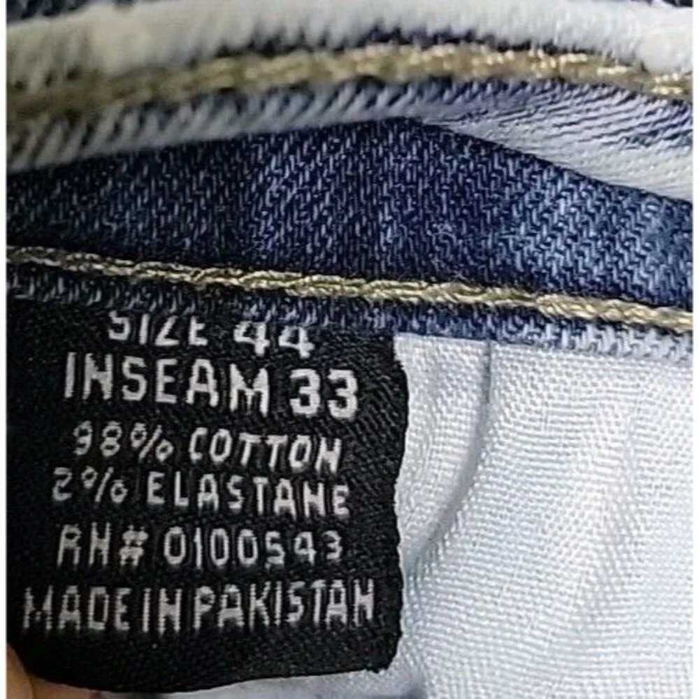 Another Hype Piece AHP Jeans Mens 44‎ 46x33 Blue Paint Stretch Distressed Y2K